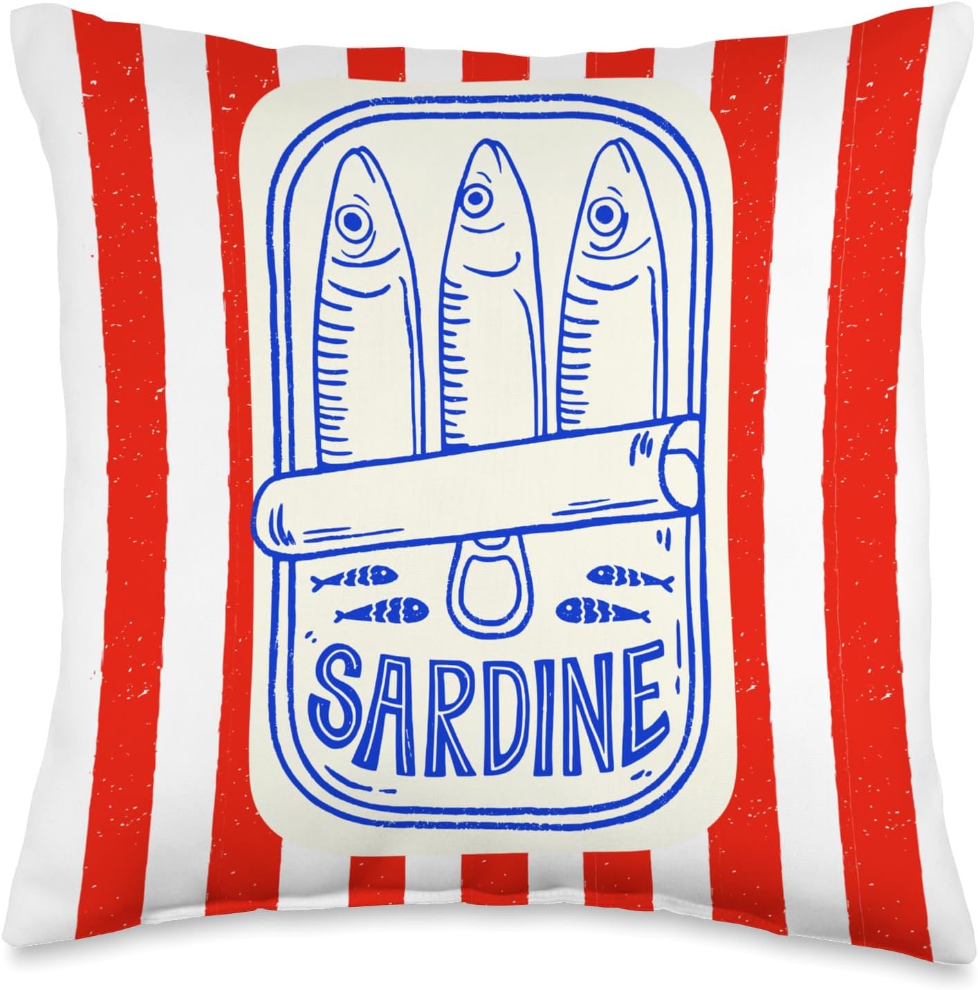 Les sardines red stripes fisherman aesthetic coastal sardine Throw Pillow
