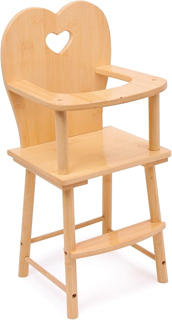 Solid Wooden Dolls Feeding High Chair - Girls Toy
