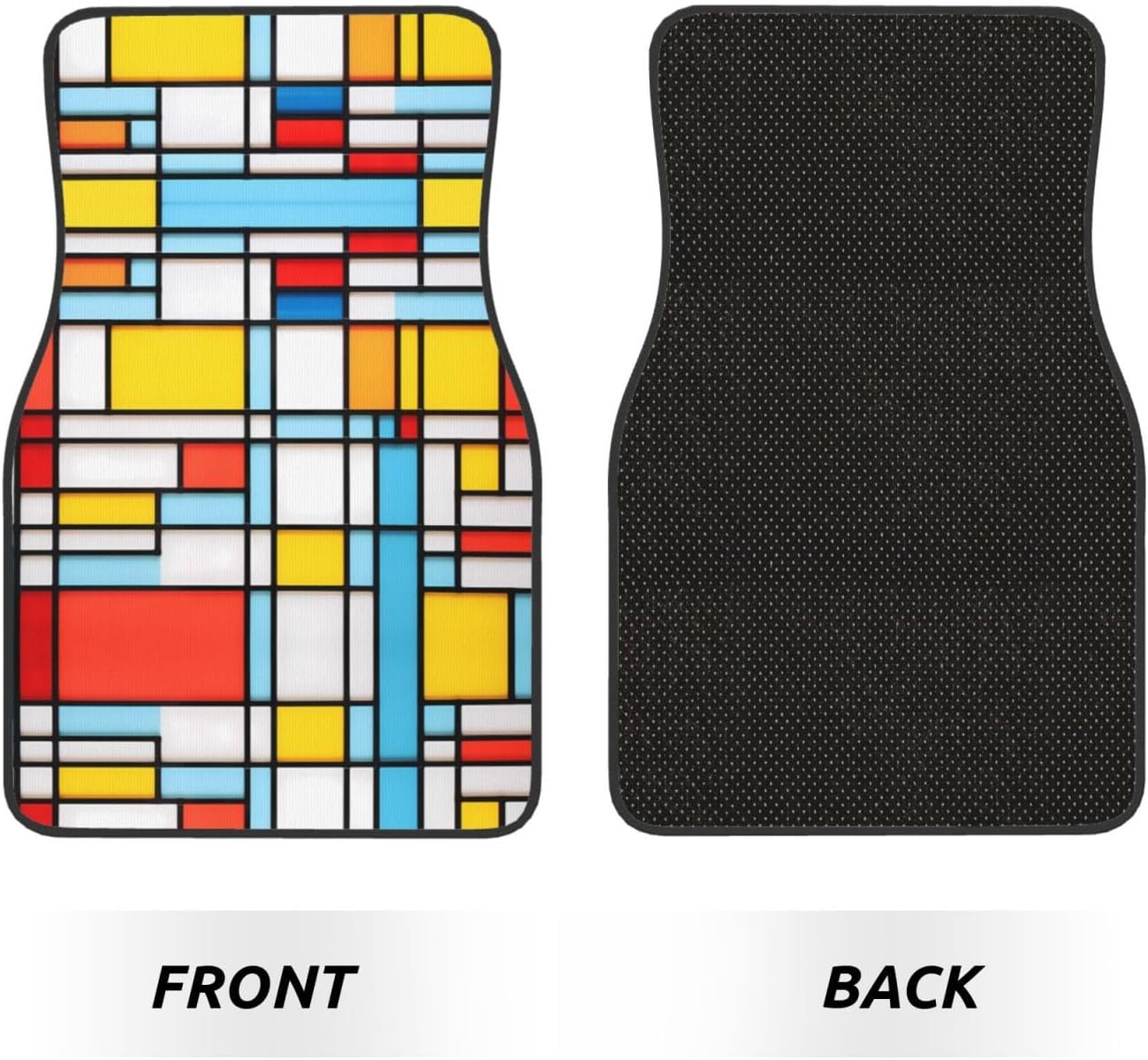 Mismatched boxes Patterned car mats 4-piece set | For cars/SUVs/trucks | Firm fit without displacement