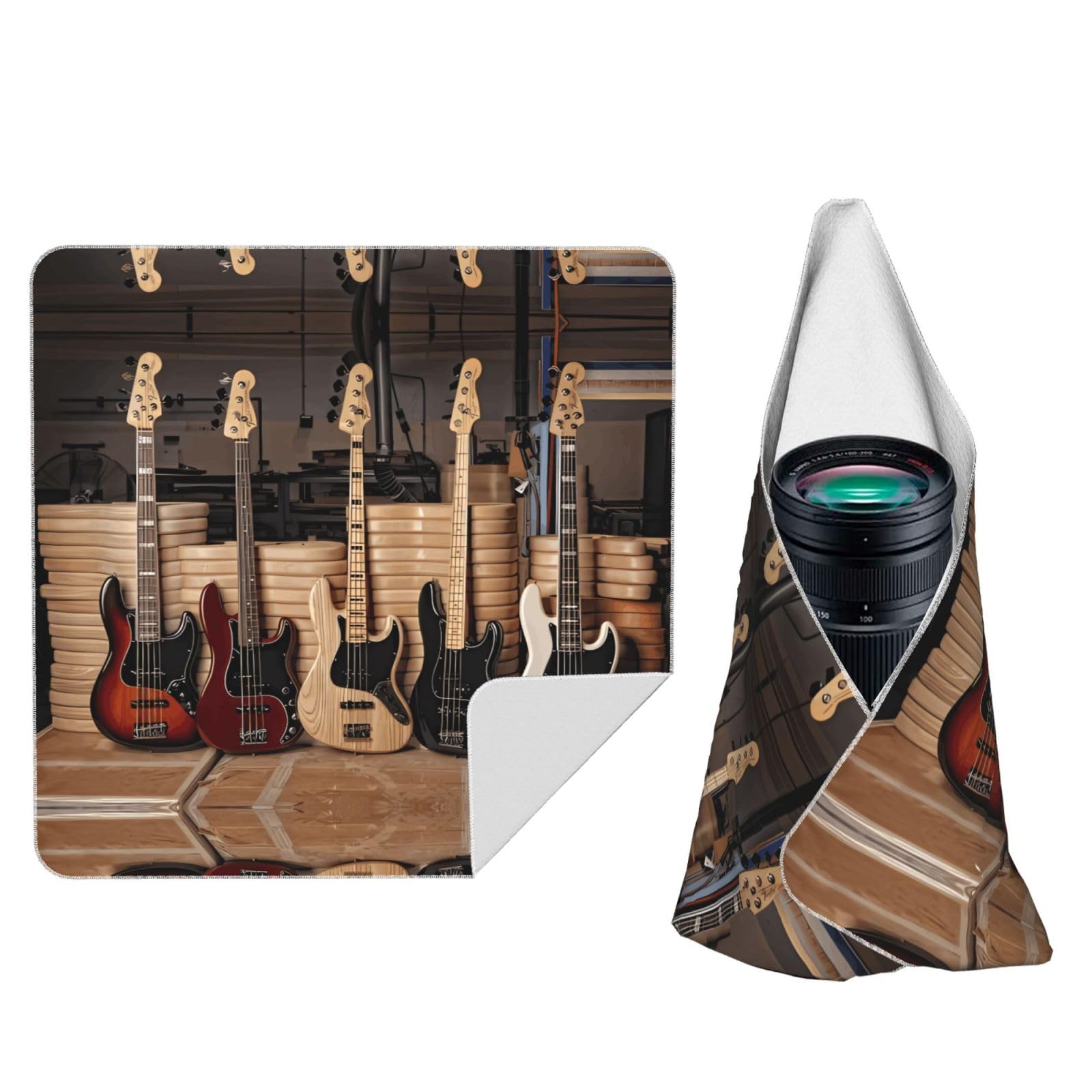 Zhaoyugoods Black Guitar Bass Music Musical Instruments Camera Wrap Cloth