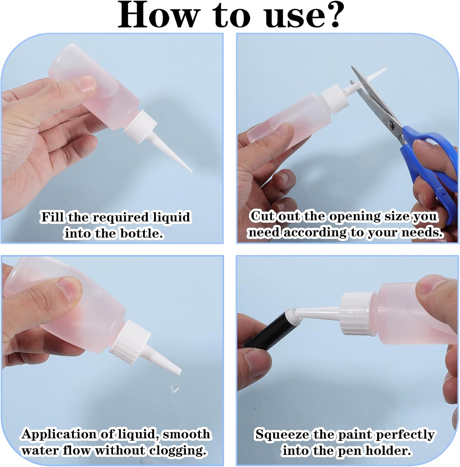 6 pcs 50mL/ 1.69 oz Plastic Squeeze Bottles Glue Oil Bottle Precision Tip Applicator Bottle Color Bottles for Hair Salon Paint Art Craft Liquids Glue