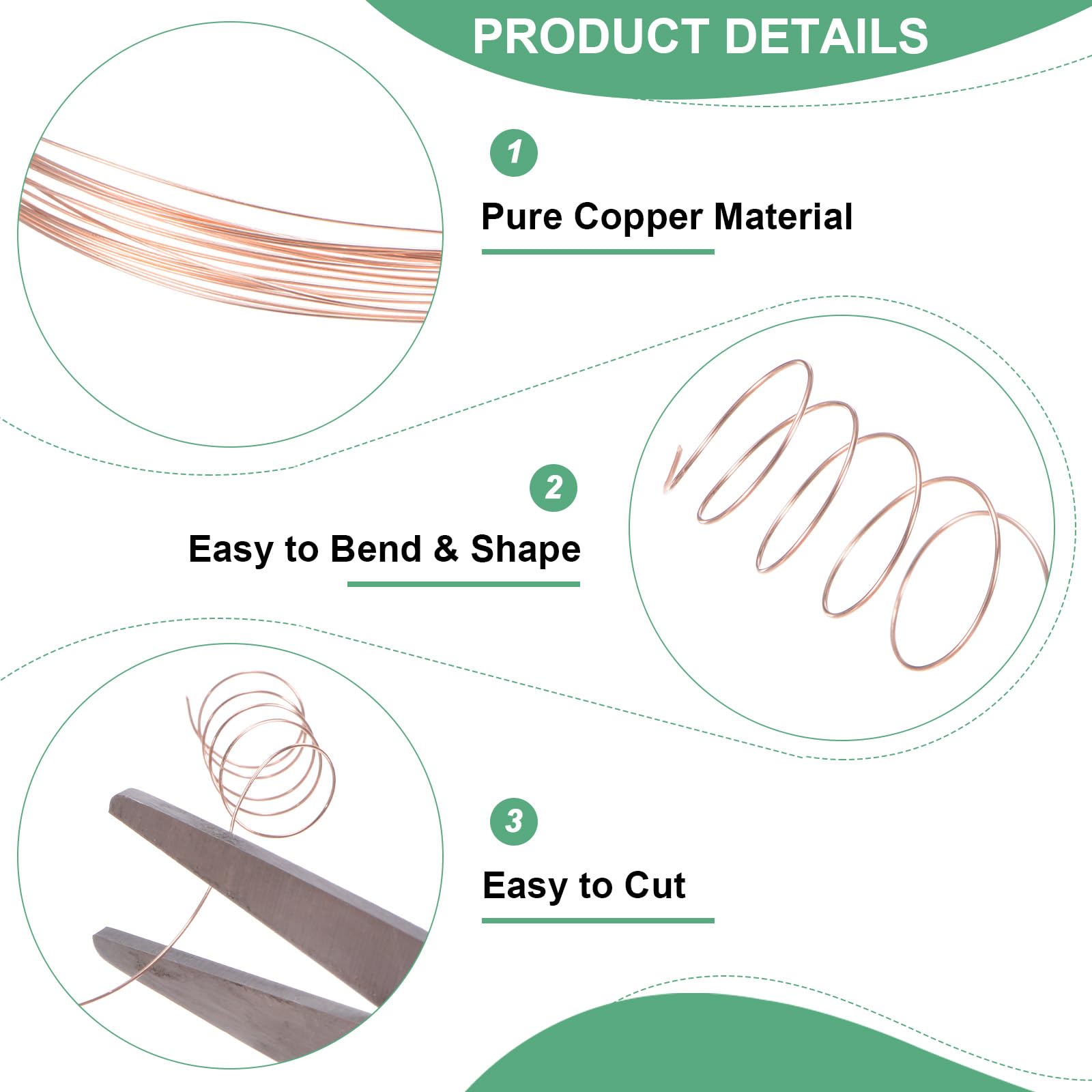 M METERXITY 99.9% Soft Copper Wire, 28 Gauge 33FT Pure Copper Wire for DIY Crafting/Jewelry Making/Gardening Plant/Beading - Image 2