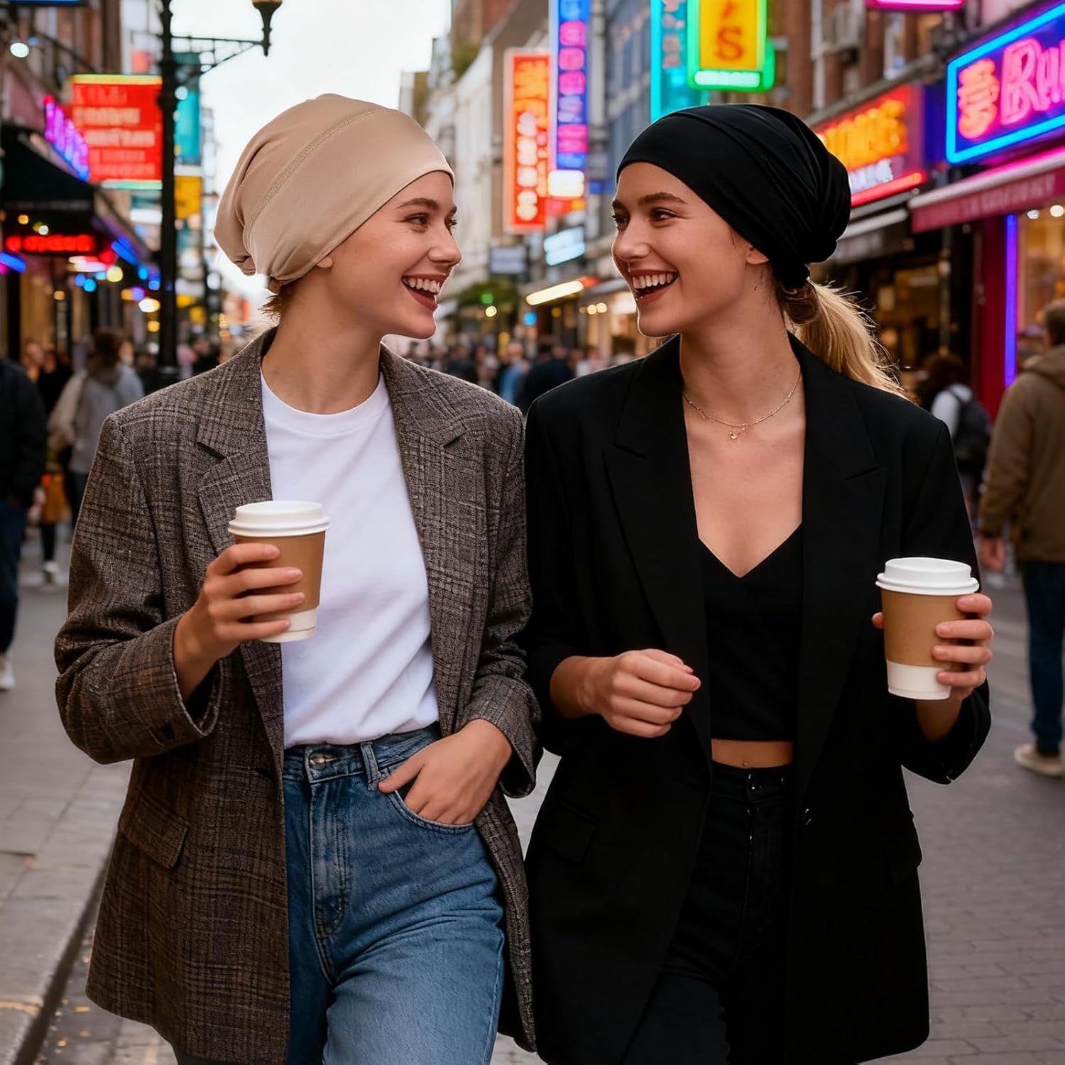 3 PCS Under Caps for Hijab Non Slip Hijab Undercap Non Slip Women Solid Color Undercap Under Scarf Hijabs Cap Beige, Black, White - Image 5