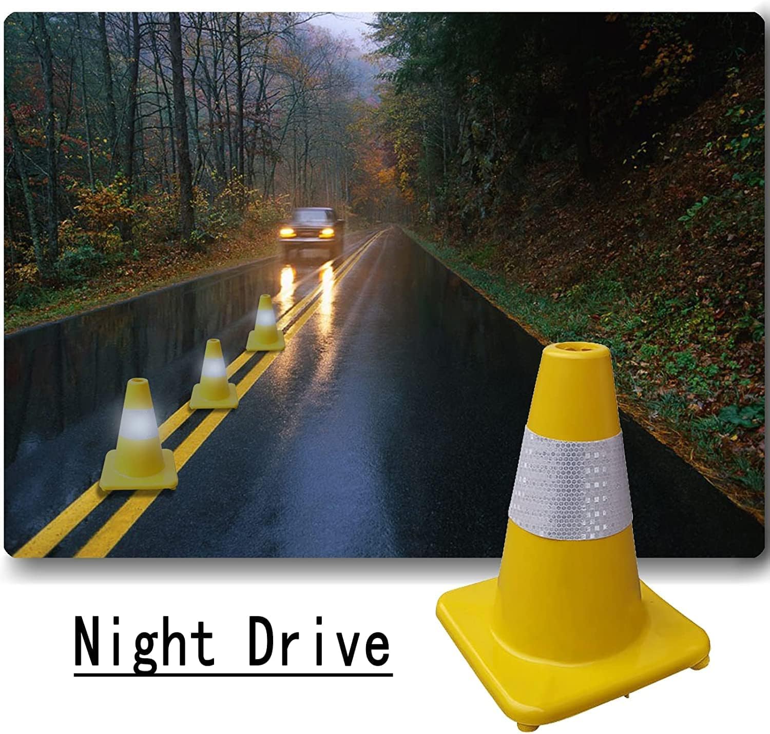 Cônes de signalisation réfléchissants en PVC pour la sécurité routière, le stationnement, les événements intérieurs/extérieurs, les chantiers, marquage haute visibilité, durables, légers, ha