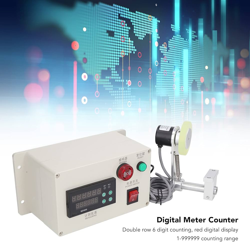 YJINGRUI Contatore di Lunghezza Digitale Contatore ruota singola misura con funzione di controllo 0-999999