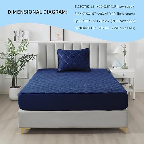 Miniatura 8 de Protector de colchón impermeable  Protector de colchón de tamaño individual silencioso y estilo sábana bajera  Protección de cama matrimonial para