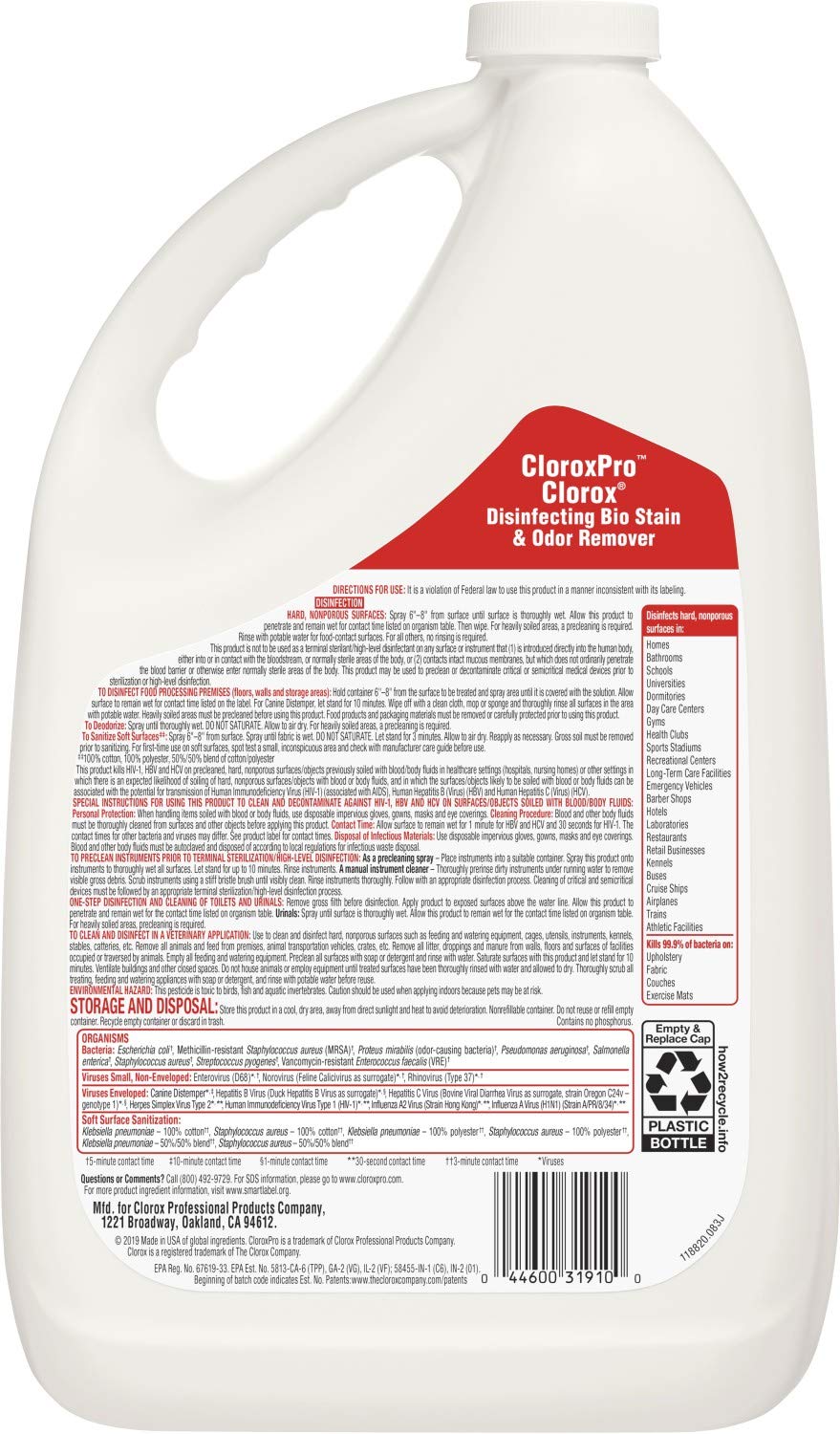 CloroxPro Clorox Disinfecting Bio Stain and Odor Remover Refill, 128 Fluid Ounces (Packaging May Vary)