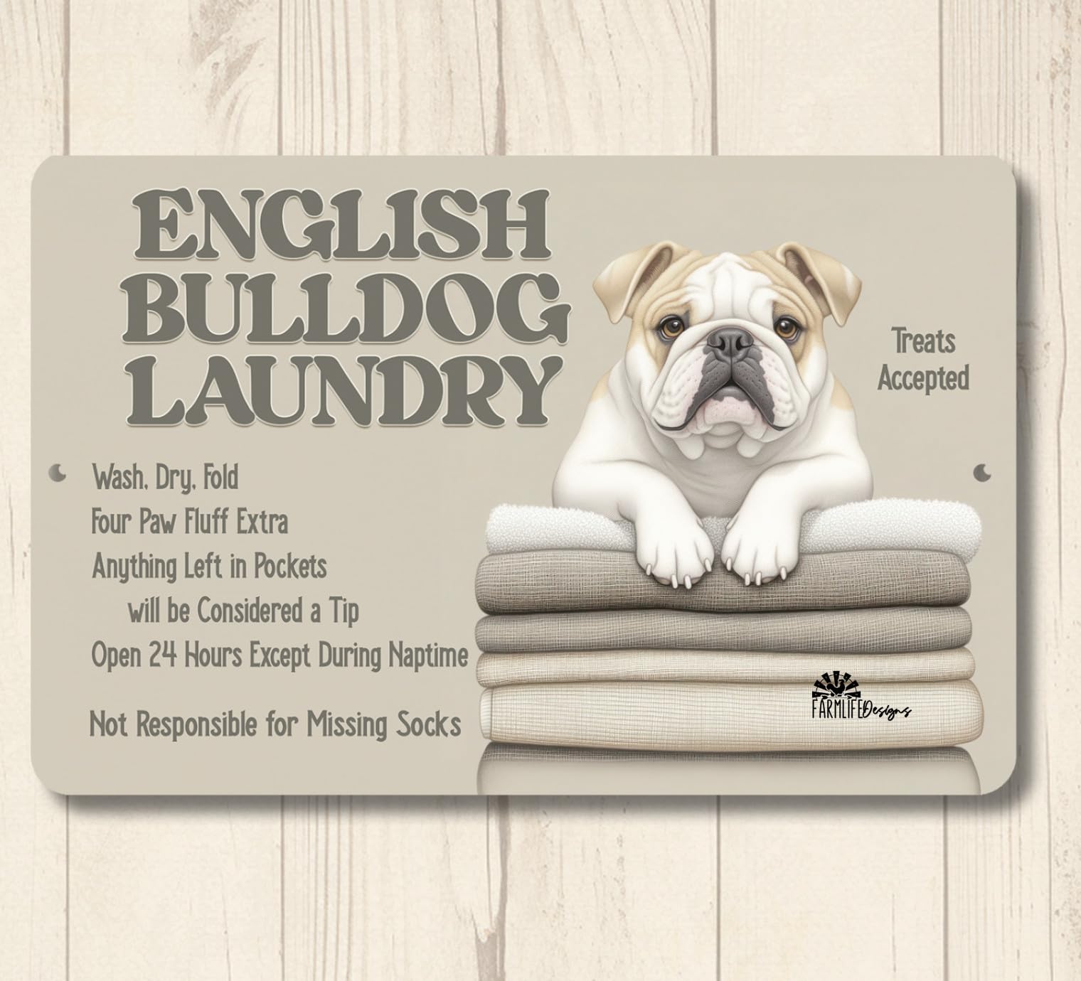 English Bulldog Laundry Room sign bull dog metal wall art funny farmhouse decor home decor