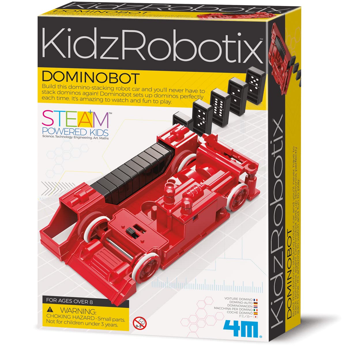 4M KidzRobotix Dominobot – Build a Robot that Sets Up Dominoes Automatically | STEM Mechanical Engineering Kit for Kids Ages 8+