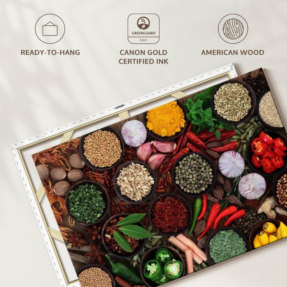 ElephantStock Fresh Spices Canvas - 1 Panel Kitchen Art Wall Decor - Kitchen Wall Decor - Kitchen Pictures Wall Art - 12" X 8"
