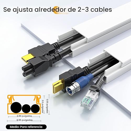 Miniatura 2 de Delamu Ocultador de cables, cubiertas de alambre de 157 pulgadas para cables en la pared, ocultador de cables premium cubiertas de cables