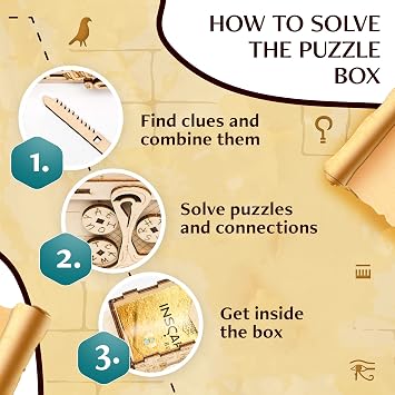 INSCAPE Pharaoh s Secret Puzzle Box - Escape Room in A Box for Adults - Cluebox - Mind Puzzles for Adults - Puzzle Boxes with Hidden Compartments - Wooden Puzzle Box - Birthday Gift Gadget