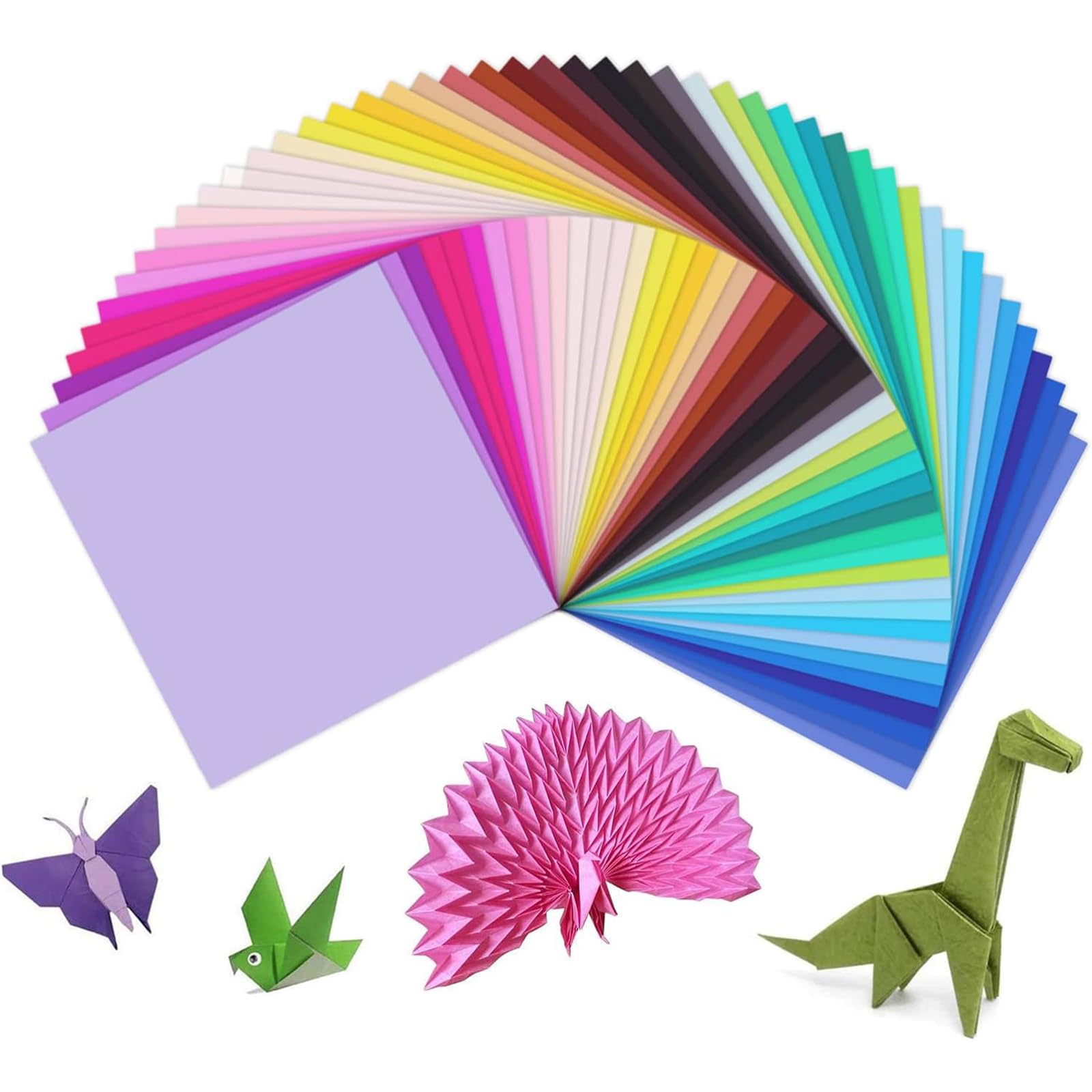 Square Origami Paper, 100 Sheets Origami Paper 15 x 15 cm Origami Colored Paper, Square Double Sided Folding Paper for DIY Art and Craft Projects (50 Colours)