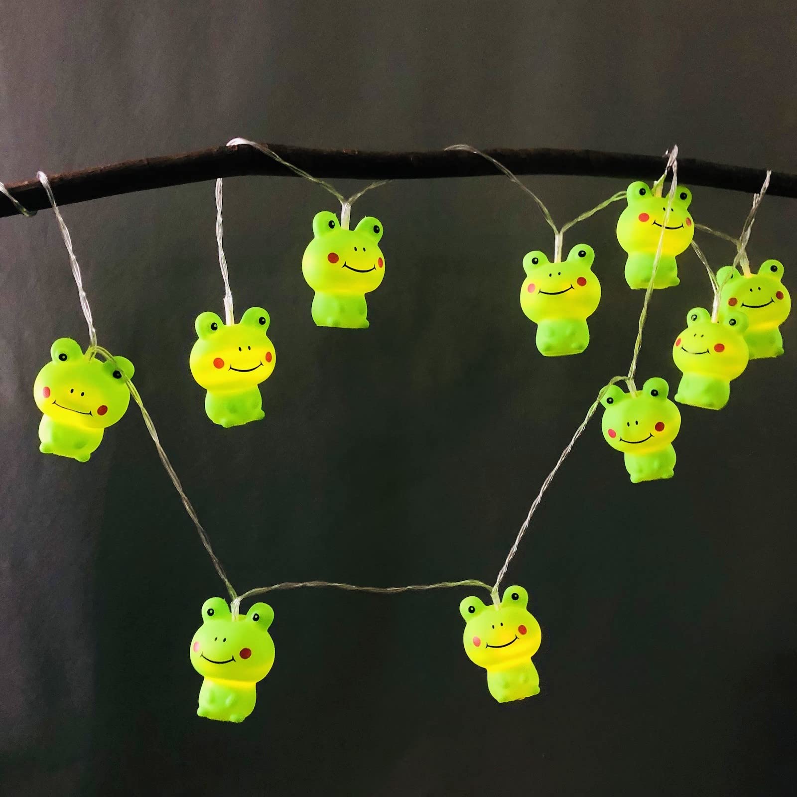Riaxuebiy 1.65M 10LED Frog Decorative String Light Prince Frog Night Light Frog Lanterns Lamp Battery Powered for Christmas Wedding Camping Halloween Lighting Decor (Shy Frog)