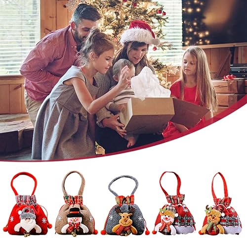 Miniatura 6 de MBZNB Bolsas de regalo de Navidad con cordón, bolsas de tela reutilizables para regalos de Navidad, bolsa de almacenamiento de muñeco de nieve de