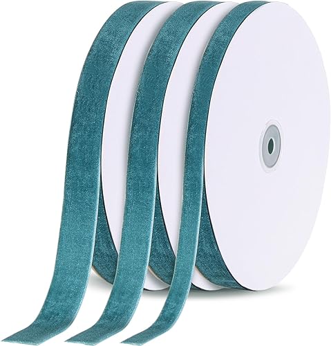 Yilloog 3 rollos de cinta de terciopelo vintage de 90 yardas de una sola cara, rollo de cinta de terciopelo de tela satinada para decoración de