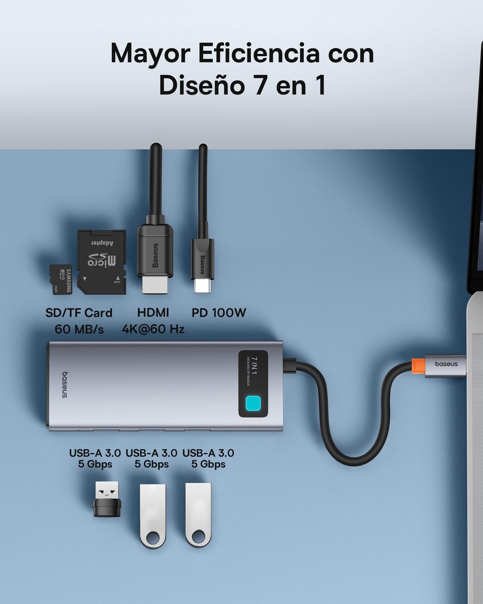 Baseus Docking Station USB-C, Nomos Air 12 in 1+Baseus USB C Hub 7 in 1 Adapter