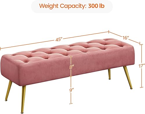 Miniatura 3 de Topeakmart Banco de comedor, banco de comedor con botones para cocina, banco de comedor tapizado, banco de comedor con base de metal dorado para