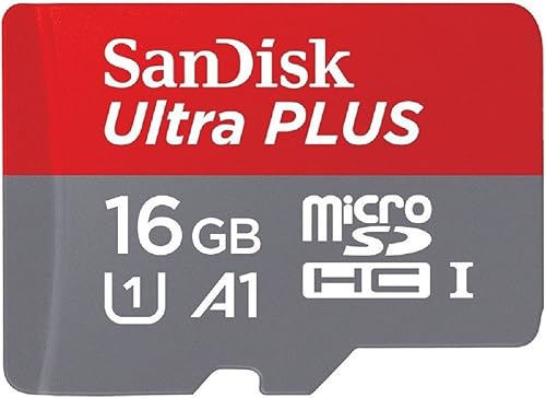 SanDisk Ultra Plus - Tarjeta de memoria MicroSDHC UHS-I de 16 GB con adaptador
