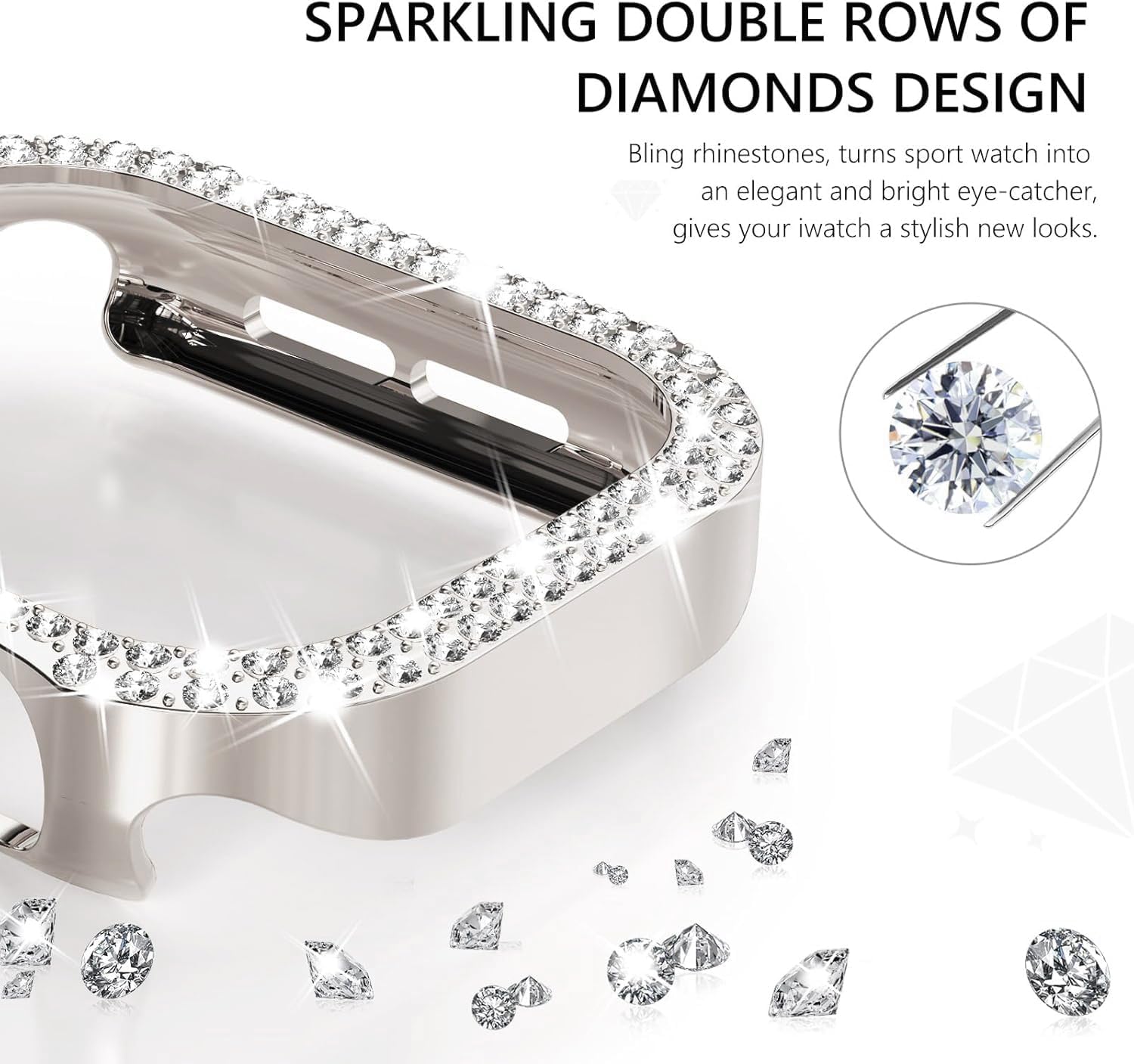 DEALELE [11-Pack] Case Compatible with Apple Watch Series 11/10 (42mm), Bling Double-Row Rhinestone Diamond Protective Case Replacement Protector Cover (42mm, 11 Colors)