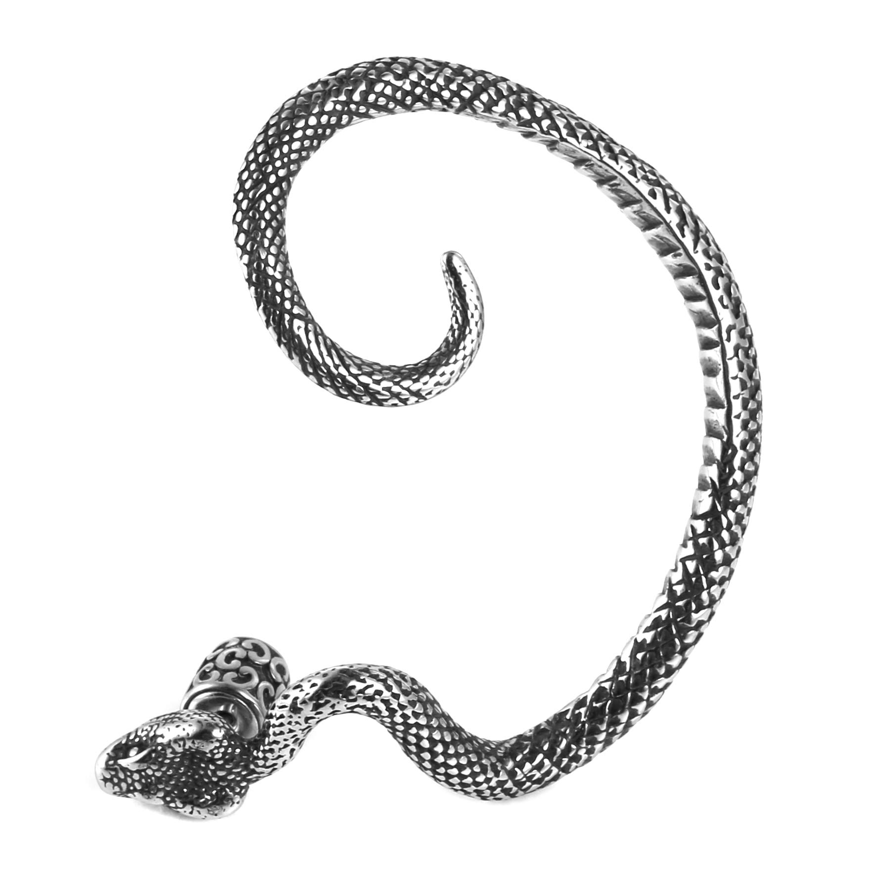 earcuffs stainless steel clip on cartilage helix ear cuffs non-piercing punk earrings for men women lizard snake dragon (snake-1)
