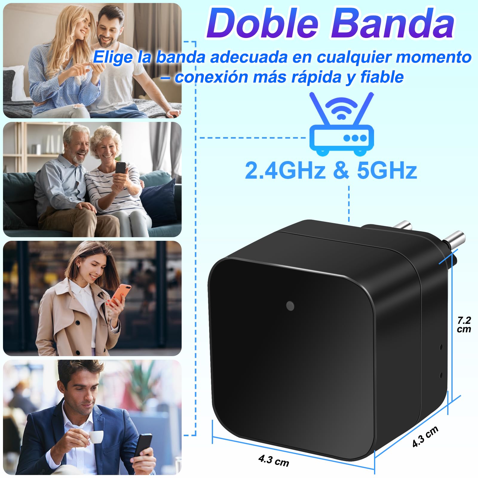 TANGMI Mini Camara Espia WiFi 2.4G y 5Ghz, 1080P HD & 100° Ángulo Camara Espia Invisible Camuflada con Detección de Movimiento y Alertas Instantáneas para Hogar y Oficina