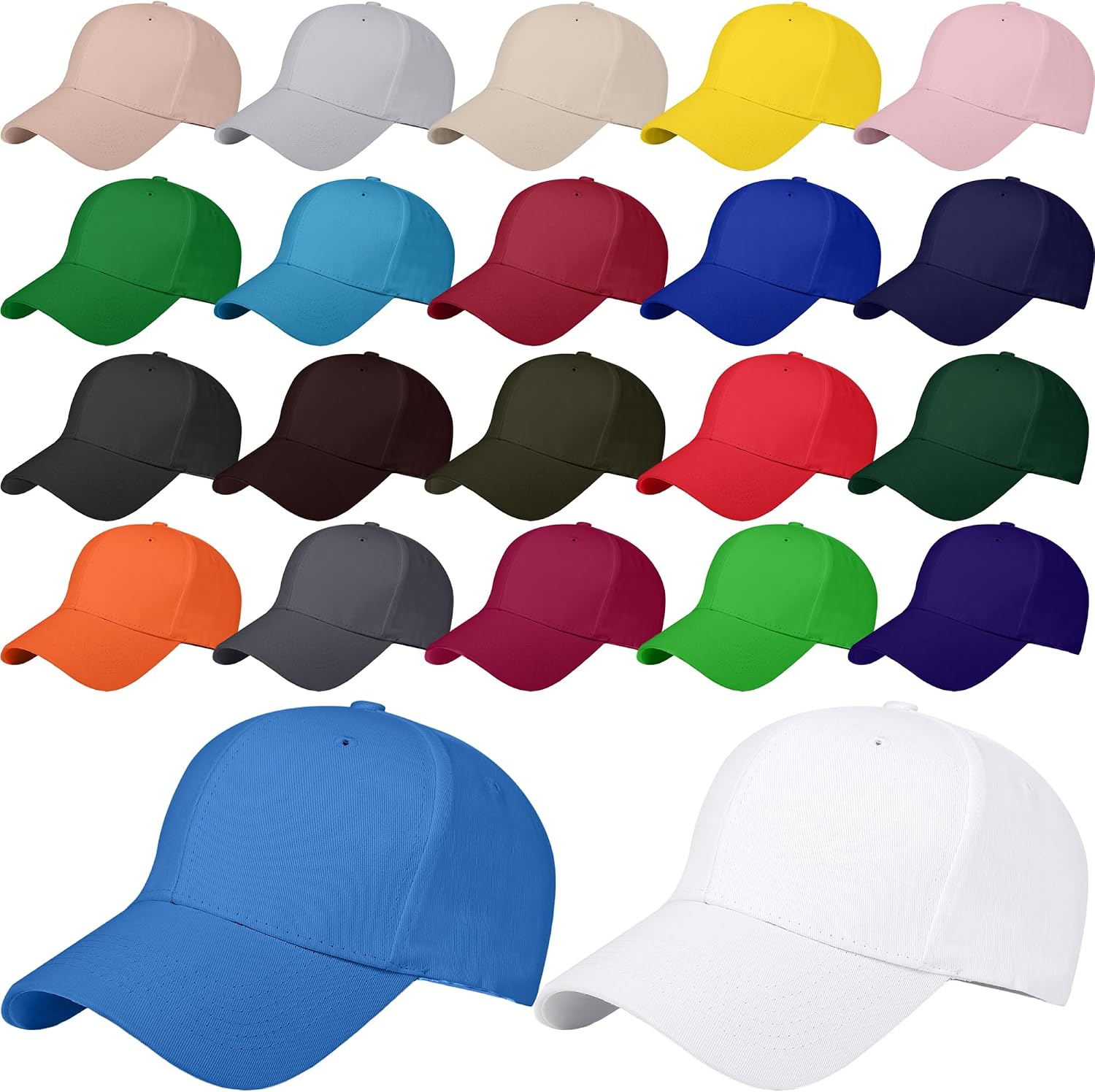 22 Pcs Adult Cotton Baseball Hat Solid Color Baseball Caps Adjustable Blank Golf Cap Plain Ball Hats Bulk for Unisex