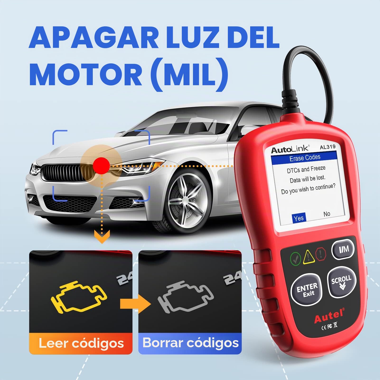 Autel Autolink AL319 Lector de Códigos de Error para Coche (OBD II/EOBD)