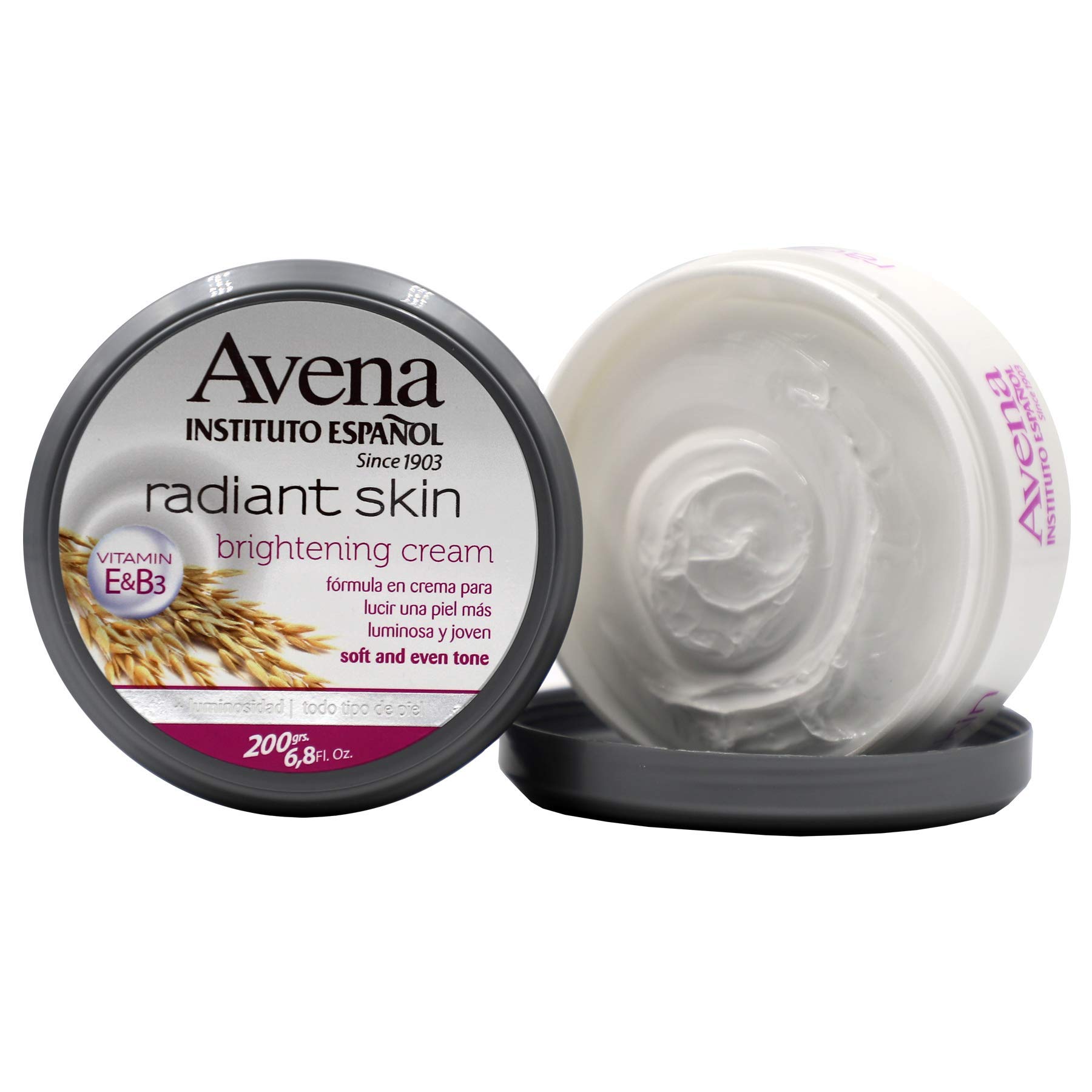 Avena Instituto EspanolRadiant Skin Cream with Vitamin E and B3, Soft and Even Tone, 2-pack Of 6.8 Fl. Oz. each, 2 Jars