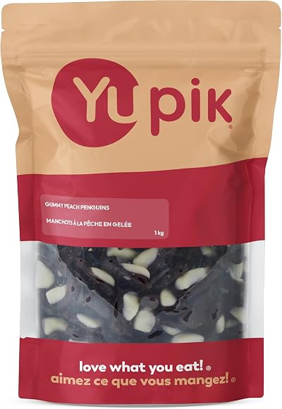Yupik Gummy Peach Penguins, 1 kg, Gluten-Free, Penguin-Shaped Candies, Peachy Flavor, Chewy & Soft Gummies, Fun Treat, Sweet Candy, Delicious Snack, Ideal for Gifting, Holidays & Decorating