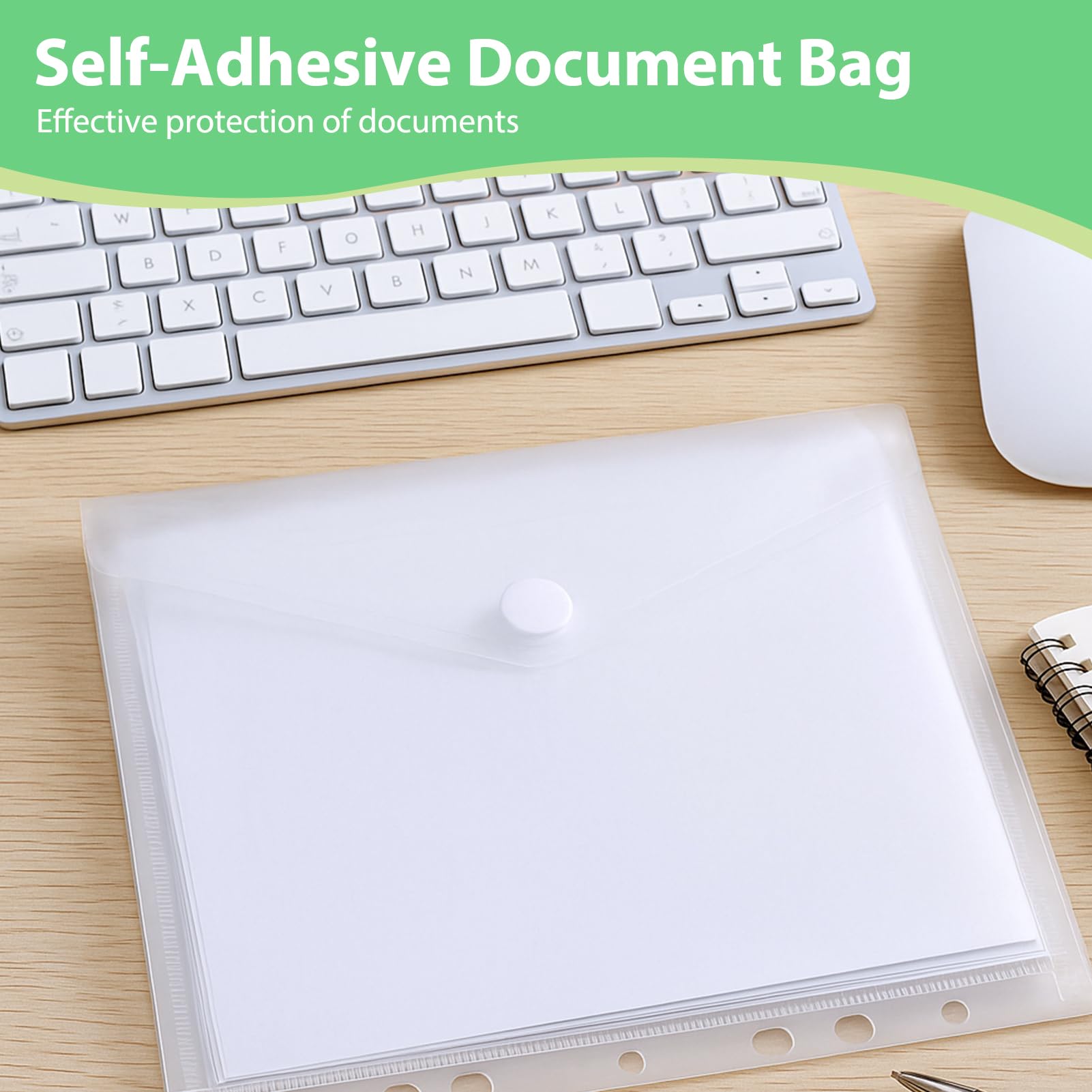 10PCS Sobres Archivador a5 con Botón, Fundas de Plástico A5 Perforadas 7 Agujeros, Funda Archivador A5 Impermeable para Documentos, Oficina Escuela Viaje 23x18cm