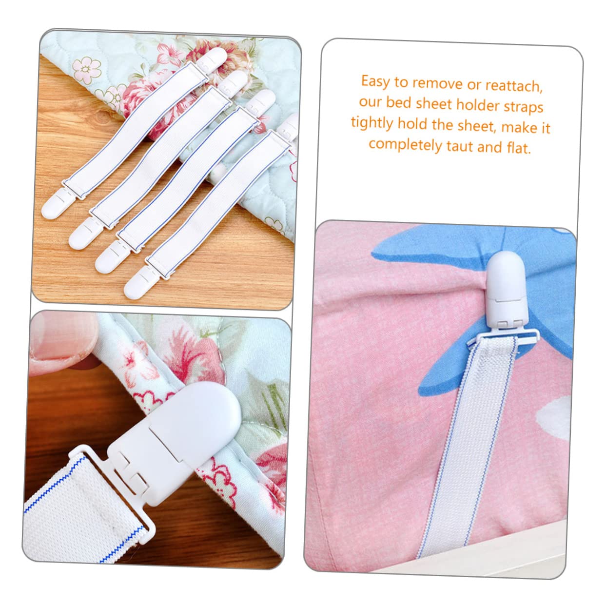 Alipis 2sets 12pcs Bed Sheet Fasteners Mattress Clips Fitted Sheet Holders for Corners Slipcovers Tablecloths Secure Neat Easy to Remove Compatible with All Mattress 12pcs*2