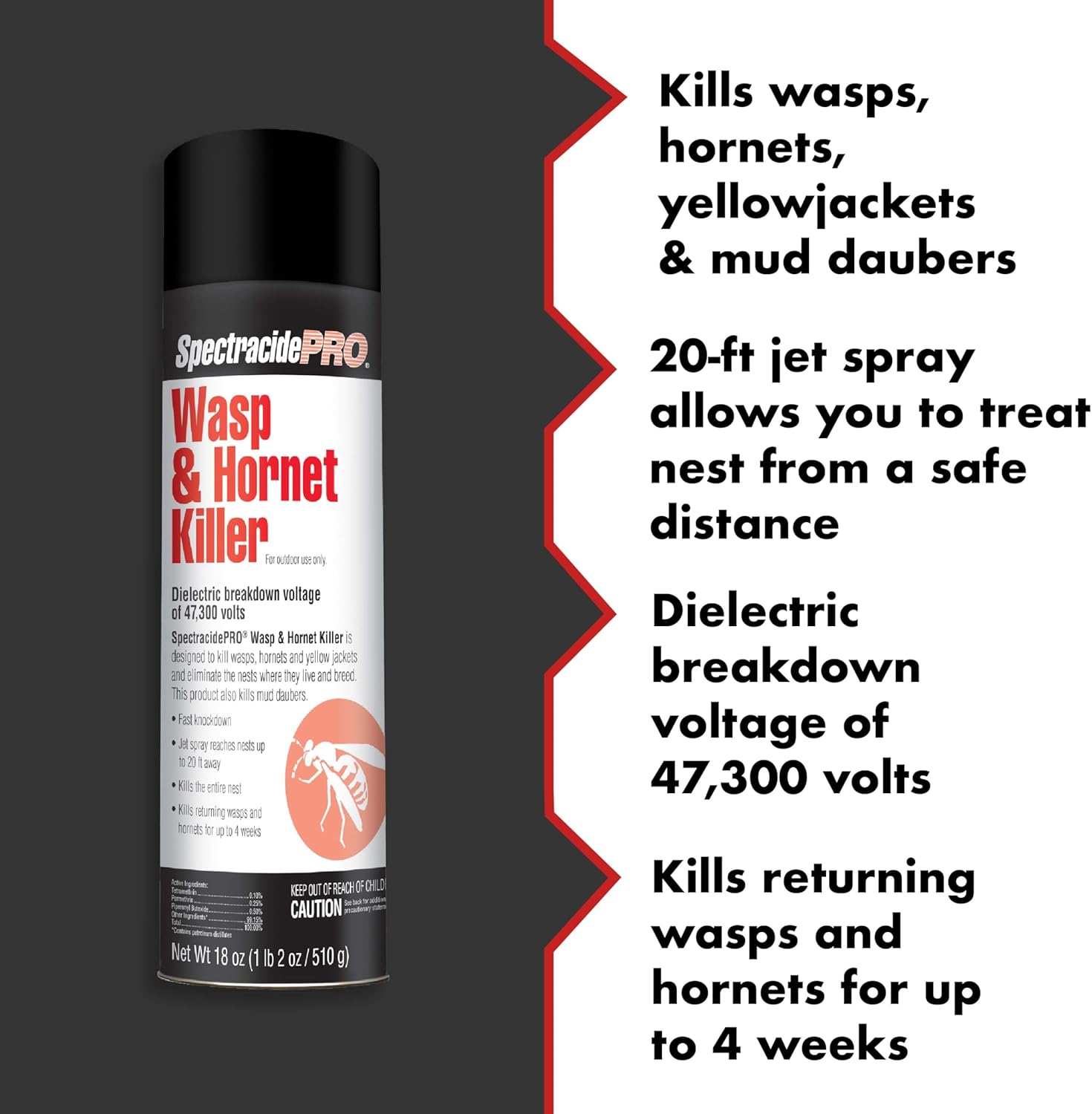 SpectracidePRO Wasp & Hornet Killer 18 Ounces, 20-Foot Jet Spray, 12 Pack
