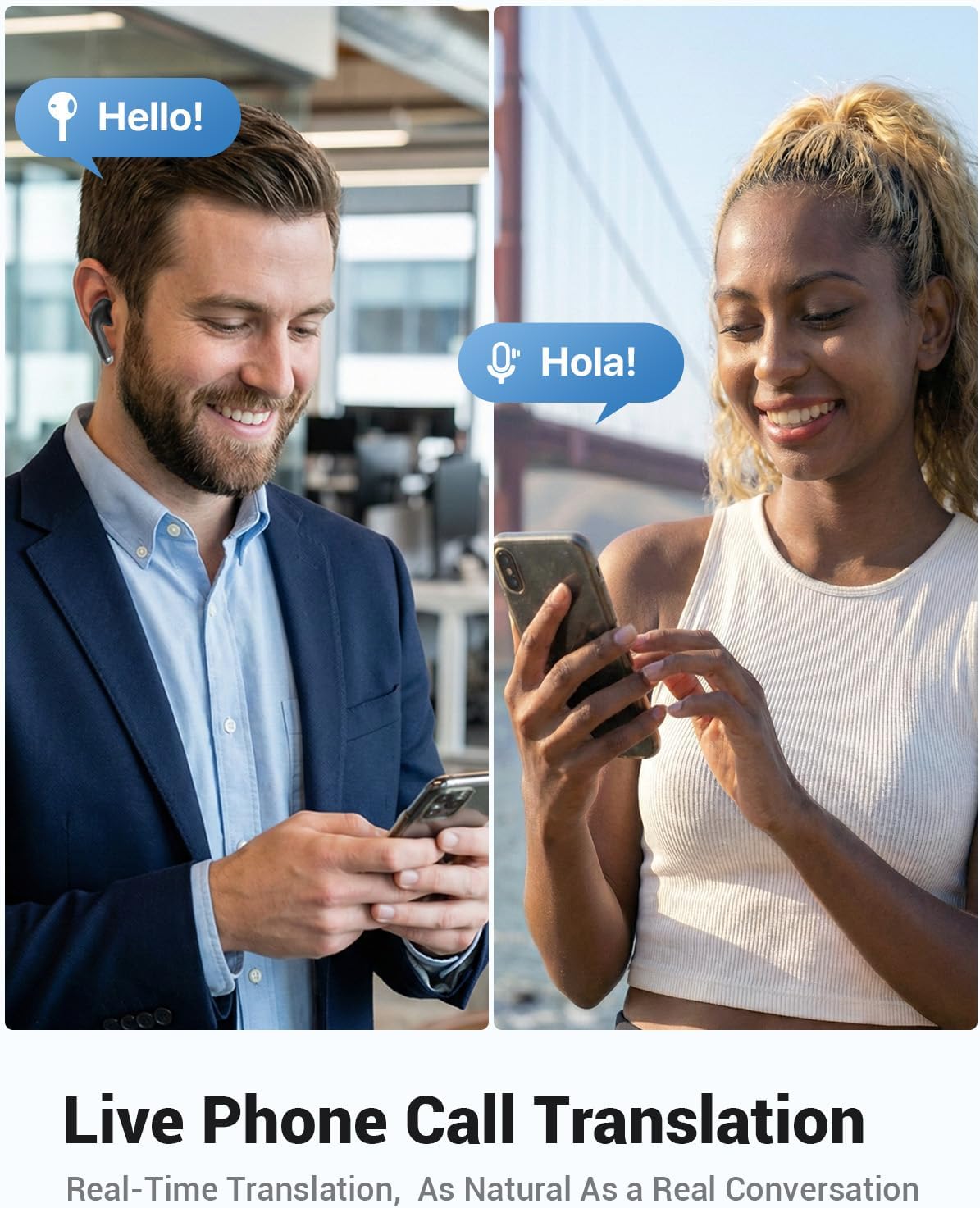 AI Translation Earbuds Real Time, 157 Languages 2-Way Translator Earbuds with Call Translation, 3-in-1 Interpreter, 40H Playtime, Audifonos Traductores Inglés Español for Travel Business Learning - Image 3