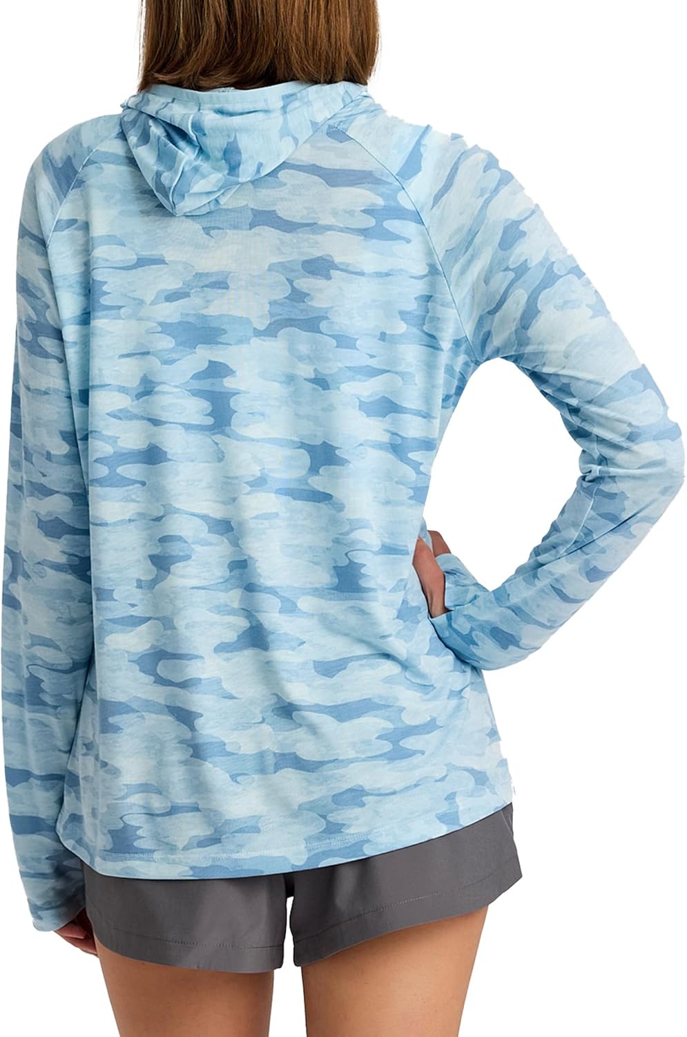 Free Fly Women's Lightweight Hoodie II - UPF 20+ Sun Protection, Light Weight Hoodies for Women, Summer Essentials - Seasmoke Camo Surf Blue, Small - Image 2