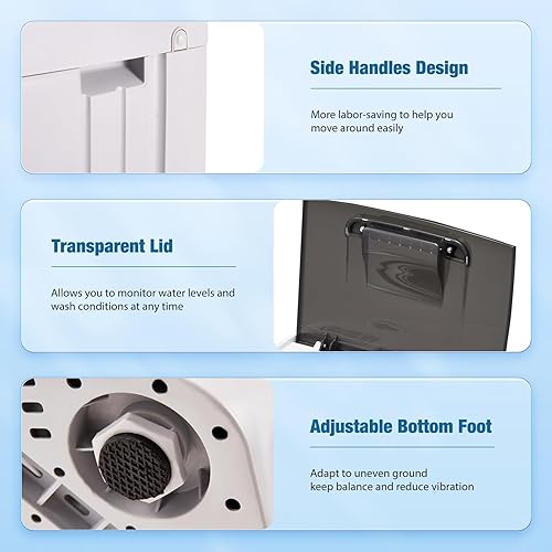 Miniatura 8 de Lavadora automática completa, lavadora compacta de 2.1 pies cúbicos, 10 programas, 8 niveles de agua con pantalla LED y bloqueo para niños, lavadora