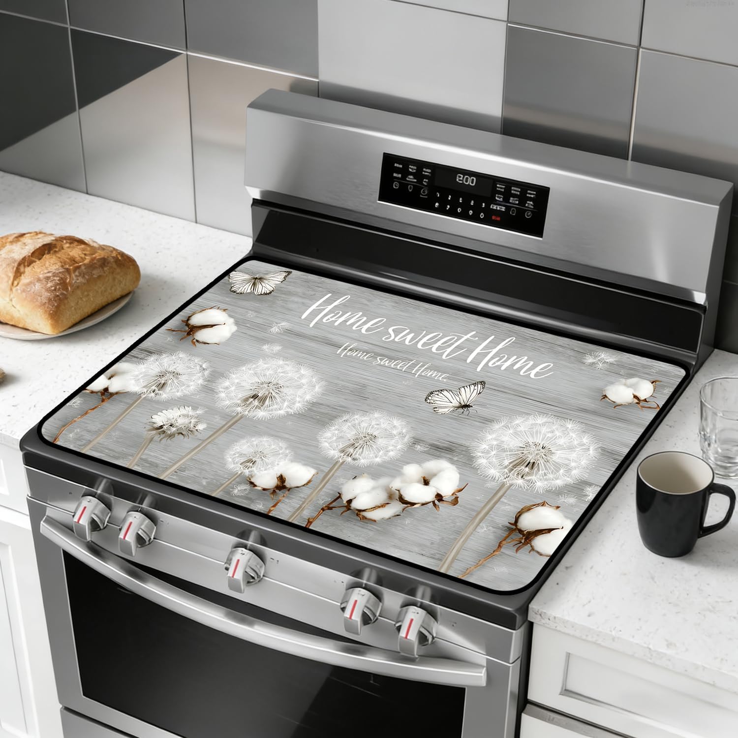 Stove Top Cover for Electric Stove 28" x 20", Heat Resistant Cooktop Cover with Anti-Slip Backing, Scratch Resistant Multi-Purpose Stove Cover, Expands Kitchen Countertop Space
