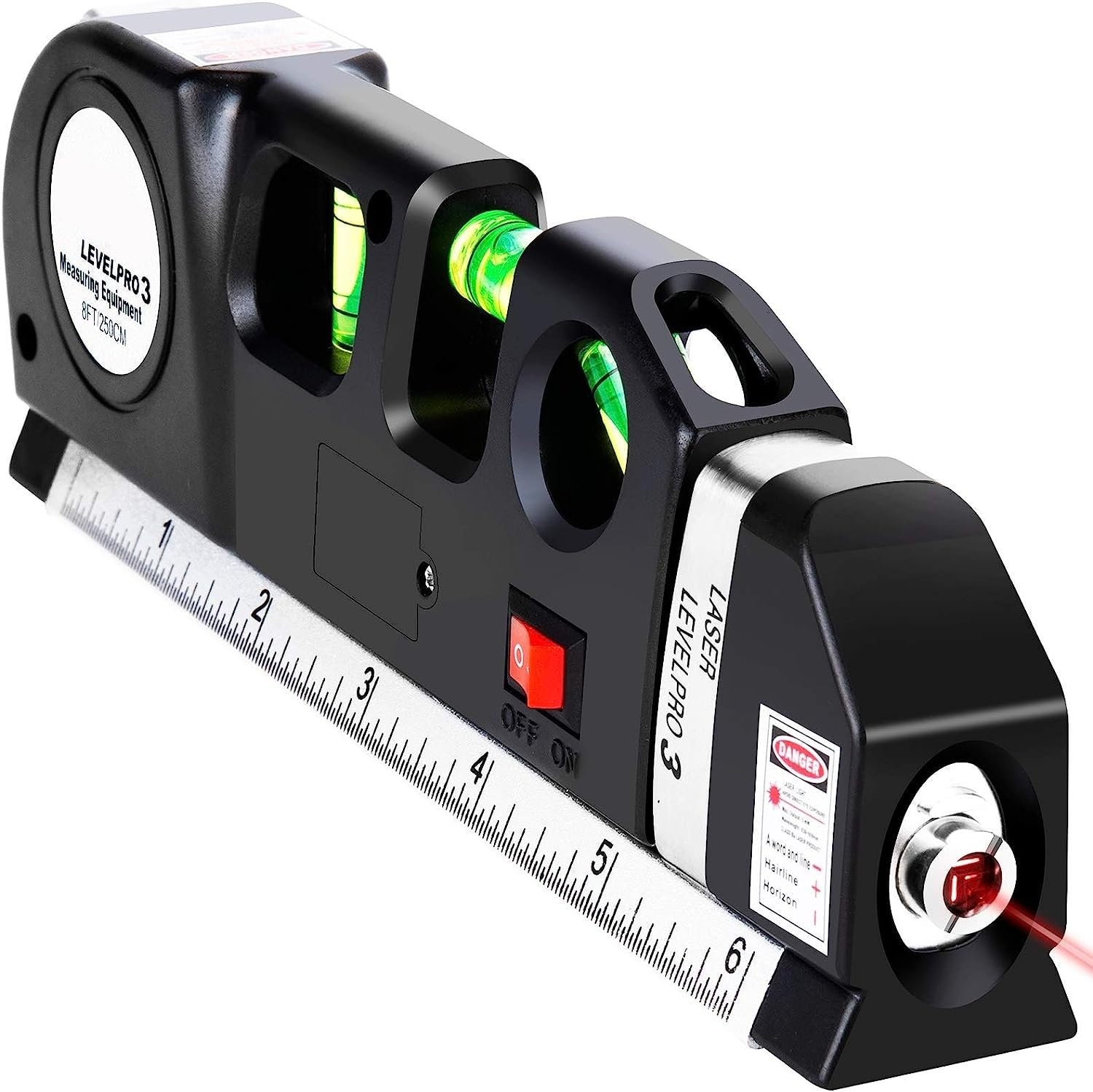 Laser Level Line Tool, Multipurpose Laser Level Kit Standard Cross Line Laser leveler Beam Tool with Metric Rulers 8ft/2.5M for Picture Hanging cabinets Tile Walls