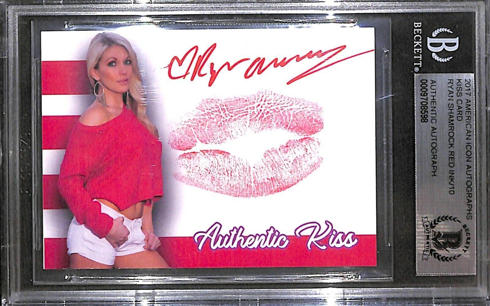 Ryan Shamrock Signed w/Lip Print Kiss Card BAS COA #d/10 WWE Diva