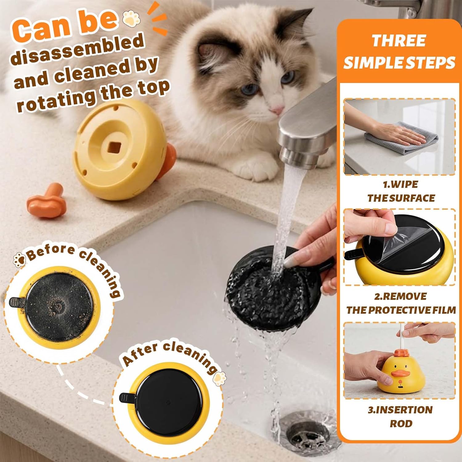 Interactive Cat Toys for Indoor Cats,Upgraded Automatic Smart Cat Toy | 360° Spin Flying Bird Feather Wand Strong Sticky Suction Cup of Stable Base,Rechargeable,Safe for Bored Kittens&Adult Cats