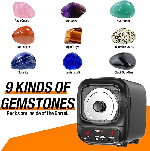 Miniatura 5 de Kit de vaso de roca profesional extra grande de 3 libras, reducción de ruido y pulidor de rocas con motor sin escobillas para adultos y niños,