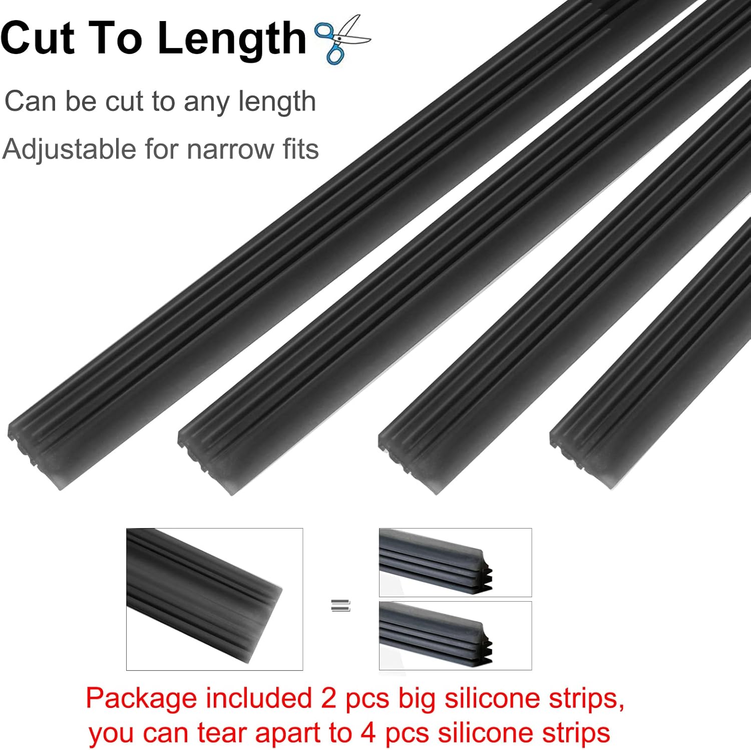 4 Pack Windshield Wiper Blades Refills, BravOne 26" Universal Rubber Frameless Windshield Wiper Blade Refills Parts Windscreen Wiper Rubber Strips for Most Car Bus Van Lorry Truck (26")…