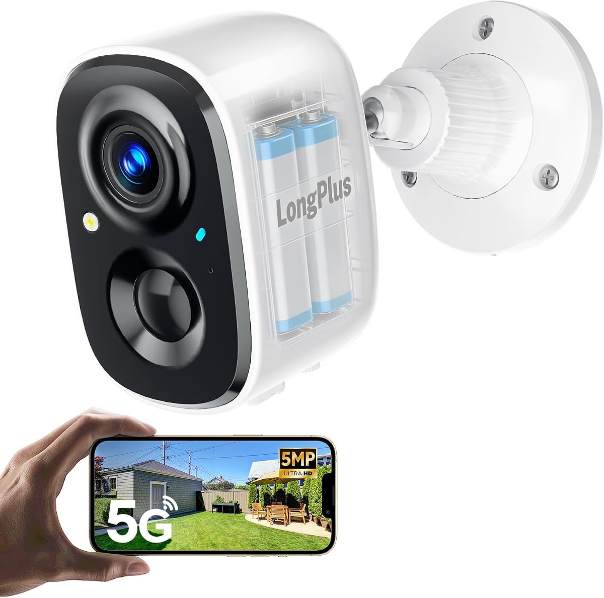 LongPlus 3K Wireless Security Camera Outdoor, WiFi6 Battery Powered Camera | Support 2.4G/5GHz, 24/7 Recording, Color Night Vision, Person/Vehicle Detection, Waterproof, SD Card/Cloud, Two-Way Talk