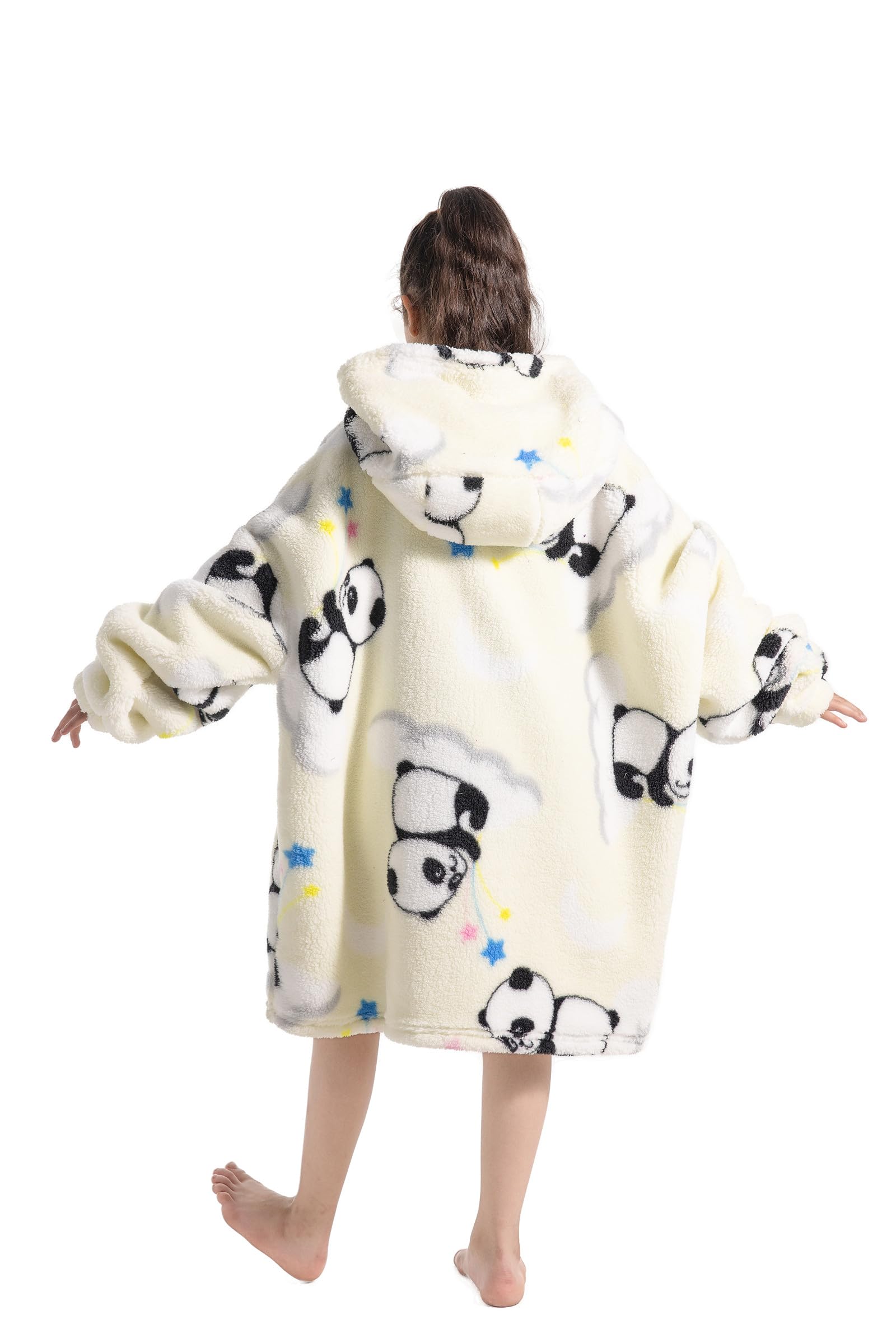 Bluza z kapturem, dla dziewcząt, bardzo duża bluza z kapturem, dla chłopców, z kapturem i kieszenią, koc polarowy z rękawami dla nastolatków