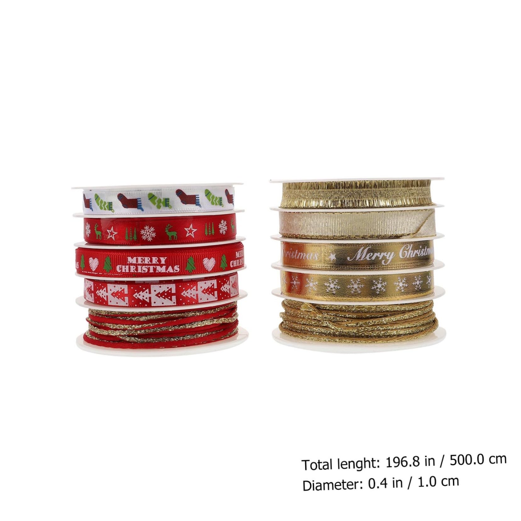 Angoily 10 Sätze Weihnachtliche Geschenkband Teilig Polyesterbänder in Rot und Gold für Geschenkverpackung DIY Bastelarbeiten Festliche Dekorationen und Partyaccessoires