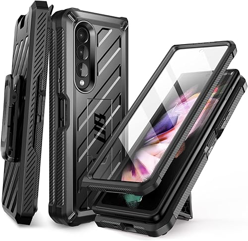 SUPCASE Unicorn Beetle - Funda protectora para Galaxy Z Fold 3 5G 2021 resistente clip para cinturón a prueba de golpes con protector de pantalla