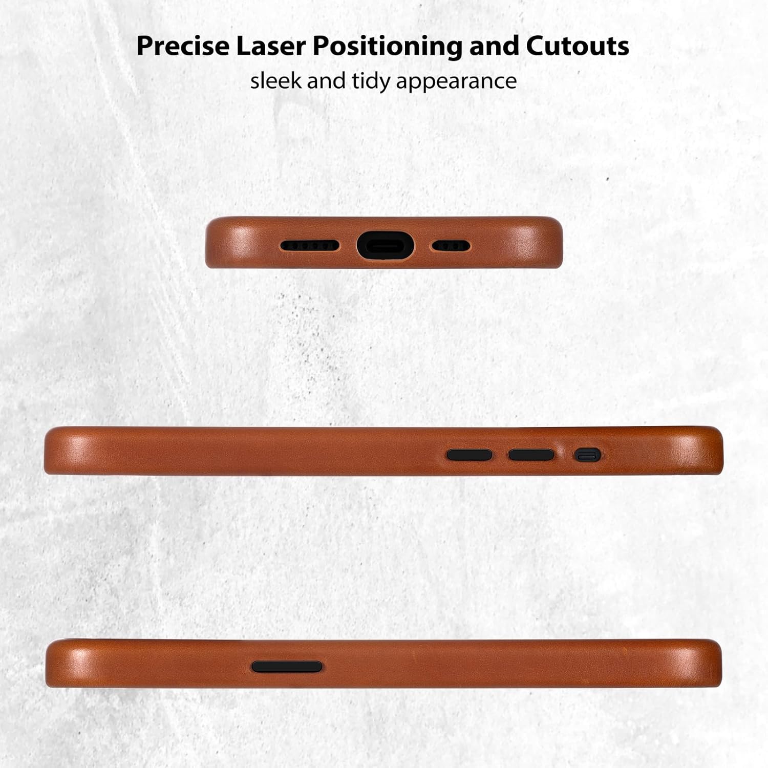 Belemay Compatible with iPhone 12 Pro Max Leather Case, Compatible with MagSafe, Premium Full-Grain Vegetable-Tanned Smooth Leather, Rich Patina, Secure Grip, Metal Buttons Cover (6.7") Saddle Brown