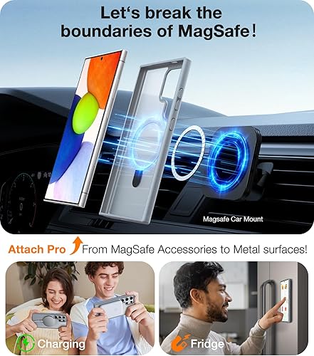 Miniatura 7 de TORRAS Ahorra un 20 % en comprar Together - Funda magnética gris y transparente para Samsung Galaxy S24 Ultra compatible con carga MagSafe y