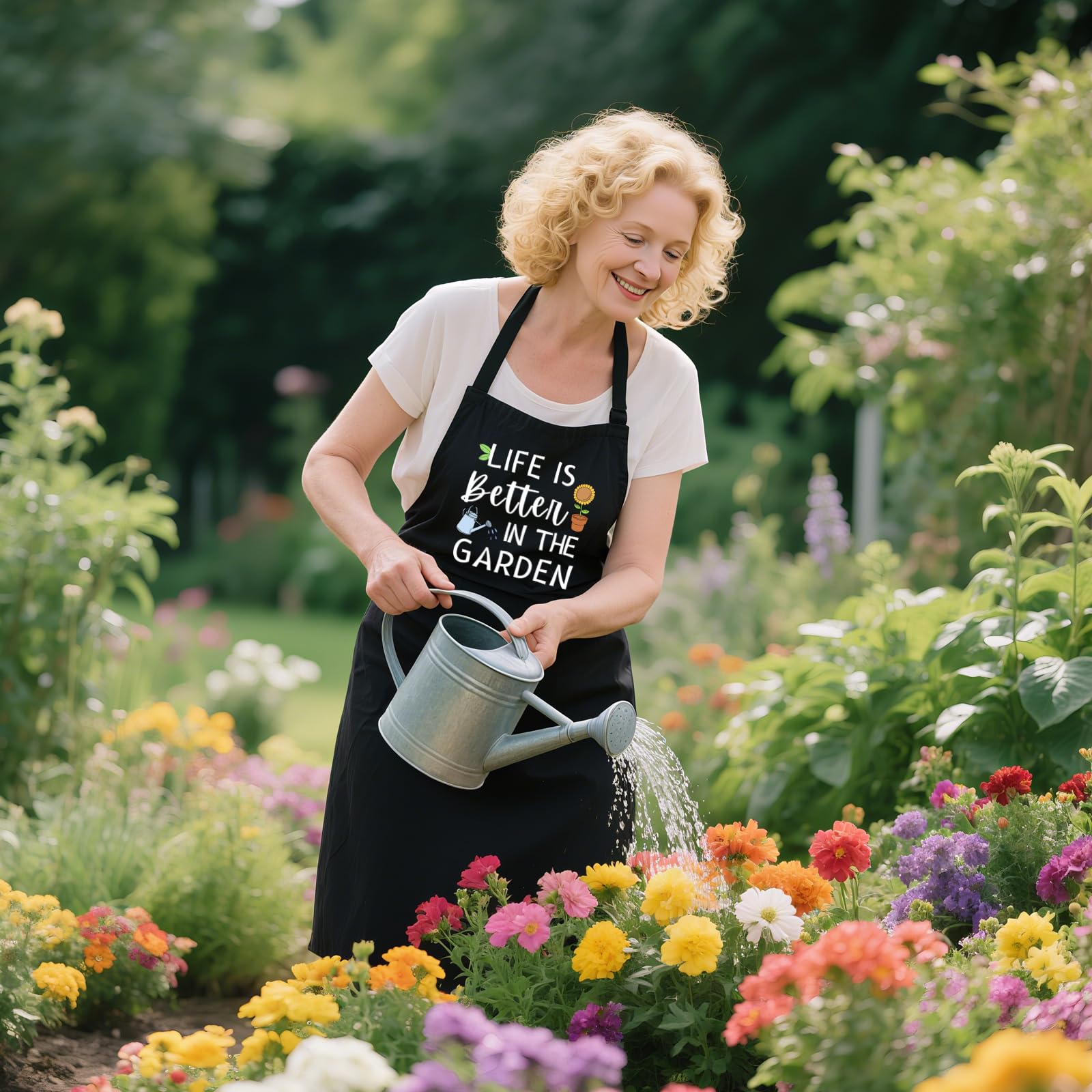 Delantal de jardinería para mujer con bolsillos, ajustable, divertido delantal de jardín, regalo para jardinero, mamá, esposa, amante de las plantas