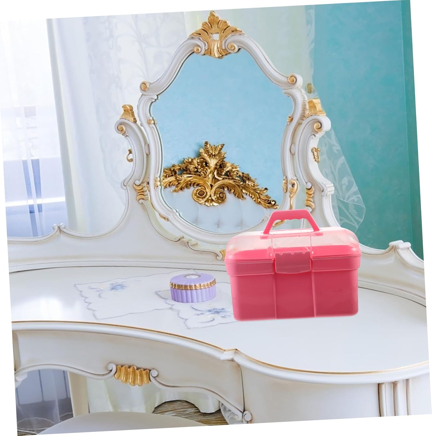Abs Storage Box Removable Tray Multi-functional Organizer for Cosmetics Fashionable Makeup Bag for Travel